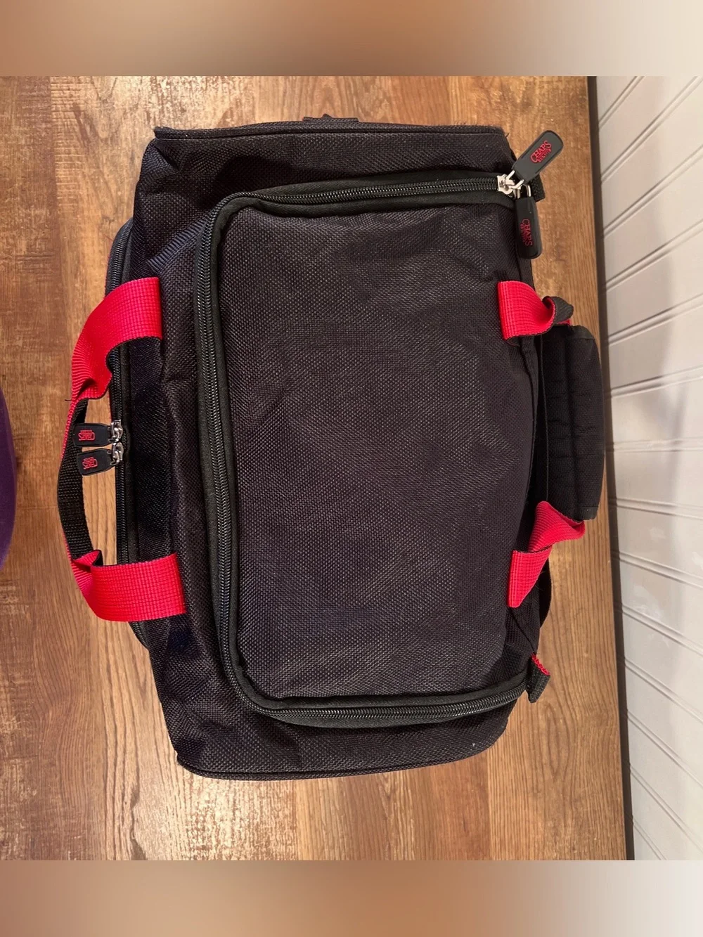 Chaps Black Travel Duffel Bag with Red Trim Overnight Bag